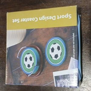 Sports Coaster Set Soccer Design. NEW